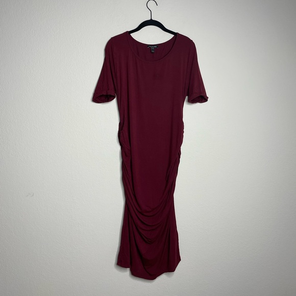 Isabella Oliver Burgundy Ruched Maternity Dress 5 XL - Picture 2 of 6